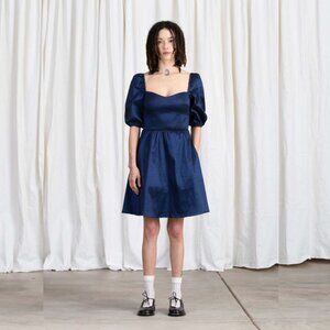 💙💖 Ali Golden Navy Taffeta Sweetheart Mini Dress